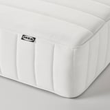 HEMNES Base de cama con colchón, teñido en blanco/Valevåg firme, Tamaño queen