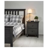 HEMNES Base de cama, gris oscuro teñido/Lyngör blanco, Tamaño full