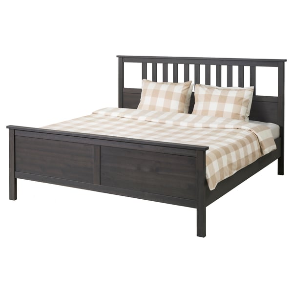 HEMNES Base de cama, gris oscuro teñido/Lyngör gris oscuro, Tamaño King