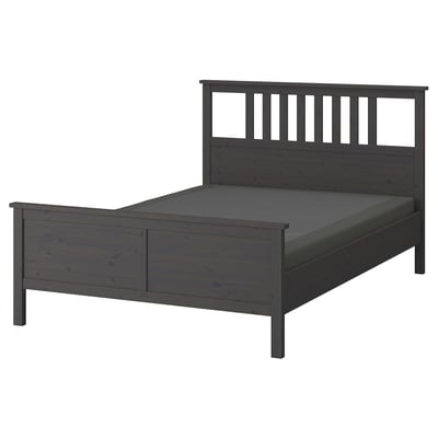 HEMNES Base de cama, gris oscuro teñido/Lyngör gris oscuro, Tamaño queen