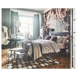 HEMNES Base de cama, negro-marrón/Lönset, Tamaño queen