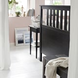 HEMNES Base de cama, negro-marrón/Luröy, Tamaño queen