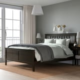 HEMNES Base de cama, negro-marrón/Luröy, Tamaño queen