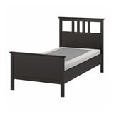 HEMNES Base de cama, negro-marrón/Lyngör blanco, Tamaño twin