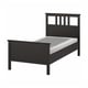 HEMNES Base de cama, negro-marrón/Lyngör blanco, Tamaño twin