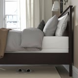 HEMNES Base de cama, negro-marrón/Lyngör blanco, Tamaño King