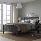HEMNES Base de cama, negro-marrón/Lyngör blanco, Tamaño King