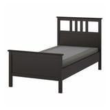 HEMNES Base de cama, negro-marrón/Lyngör gris oscuro, Tamaño twin