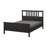 HEMNES Base de cama, negro-marrón/Lyngör gris oscuro, Tamaño queen