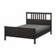HEMNES Base de cama, negro-marrón/Lyngör gris oscuro, Tamaño queen