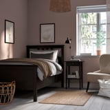 HEMNES Base de cama, negro-marrón/Lyngör gris oscuro, Tamaño twin
