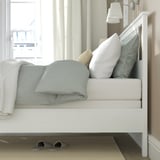 HEMNES Base de cama, teñido en blanco/Lyngör blanco, Tamaño queen