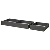 HEMNES Caja almacenaje cama, juego 2, gris oscuro teñido, Tamaño queen/king