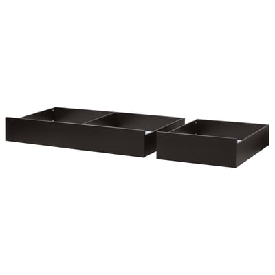 HEMNES Caja almacenaje cama, juego 2, negro-marrón, Tamaño queen/king