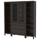 Opción: HEMNES Comb almacenamiento+puertas/cajones, negro-marrón/vidrio transparente, 74x77 1/2 "