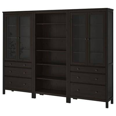 HEMNES Comb almacenamiento+puertas/cajones, negro-marrón, 106 1/4x77 1/2 "