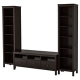 HEMNES Combinación de almacenaje para TV, negro-marrón, 96 1/2x77 1/2 "
