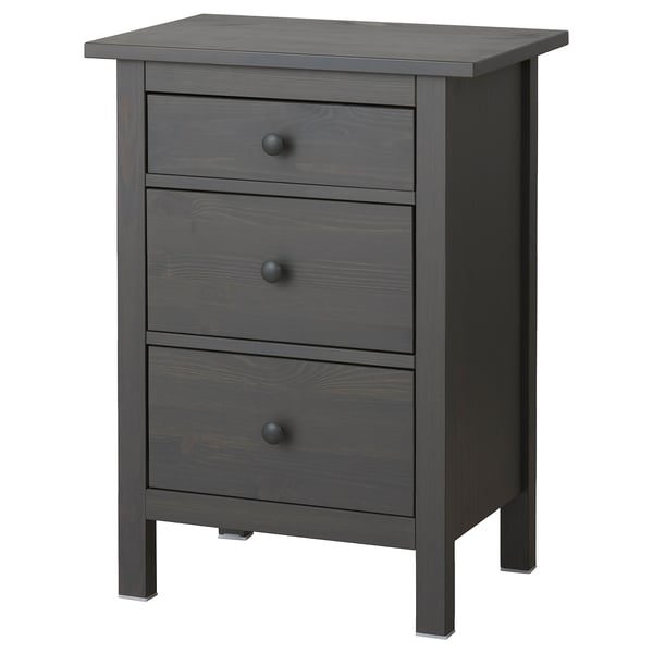HEMNES Cómoda de 3 cajones, gris oscuro teñido, 22 7/8x31 1/8 "
