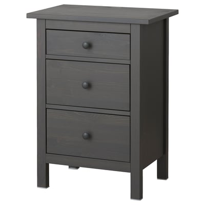 HEMNES Cómoda de 3 cajones, gris oscuro teñido, 22 7/8x31 1/8 "