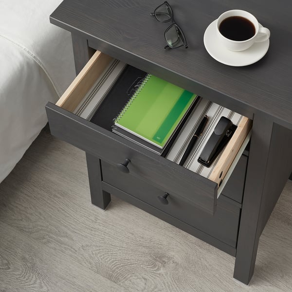 HEMNES Cómoda de 3 cajones, gris oscuro teñido, 22 7/8x31 1/8 "