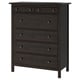 HEMNES Cómoda de 6 cajones, negro-marrón, 42 1/2x51 5/8 "
