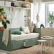HEMNES Diván+3 cajones/2 colchones, gris-verde/Ågotnes firme, Tamaño twin