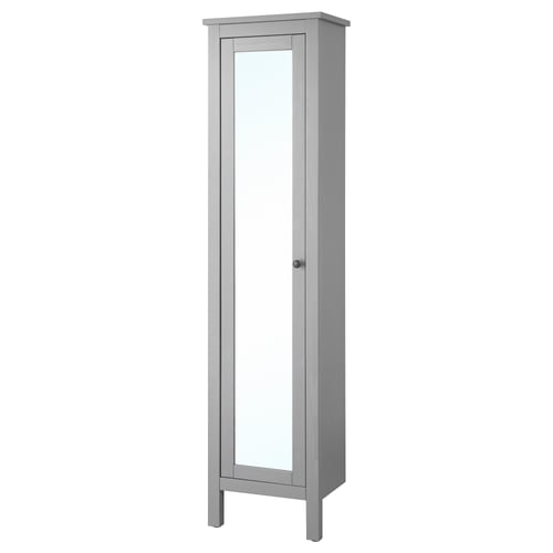 HEMNES Gabinete alto+puerta de espejo, gris, 19 1/4x12 1/4x78 3/4 "