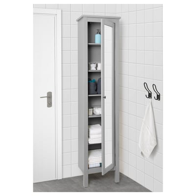 HEMNES Gabinete alto+puerta de espejo, gris, 19 1/4x12 1/4x78 3/4 "