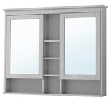 HEMNES Gabinete de espejo+2 puertas, gris, 47 1/4x38 5/8 "