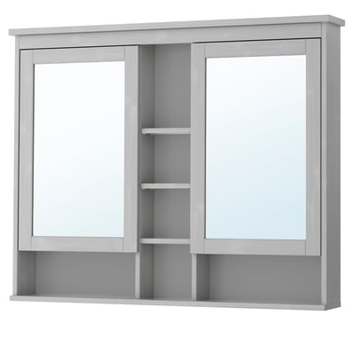 HEMNES Gabinete de espejo+2 puertas, gris, 47 1/4x38 5/8 "