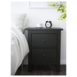 HEMNES Gavetero de 2 cajones, negro-marrón, 21 1/4x26 "