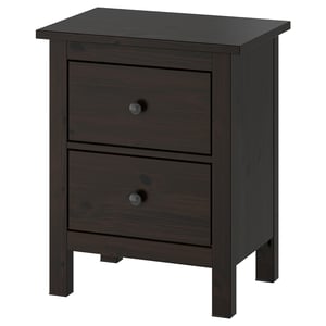 HEMNES Gavetero de 2 cajones, negro-marrón, 21 1/4x26 "