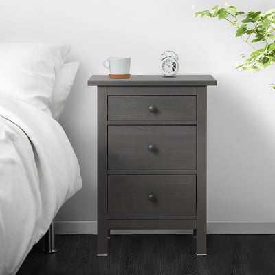 HEMNES Gavetero de 3 cajones, gris oscuro teñido, 22 7/8x31 1/8 "