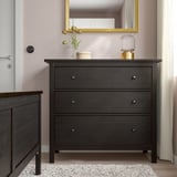 HEMNES Gavetero de 3 cajones, negro-marrón, 42 1/2x37 3/4 "