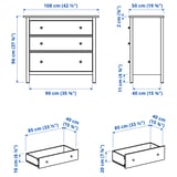 HEMNES Gavetero de 3 cajones, teñido en blanco, 42 1/2x37 3/4 "