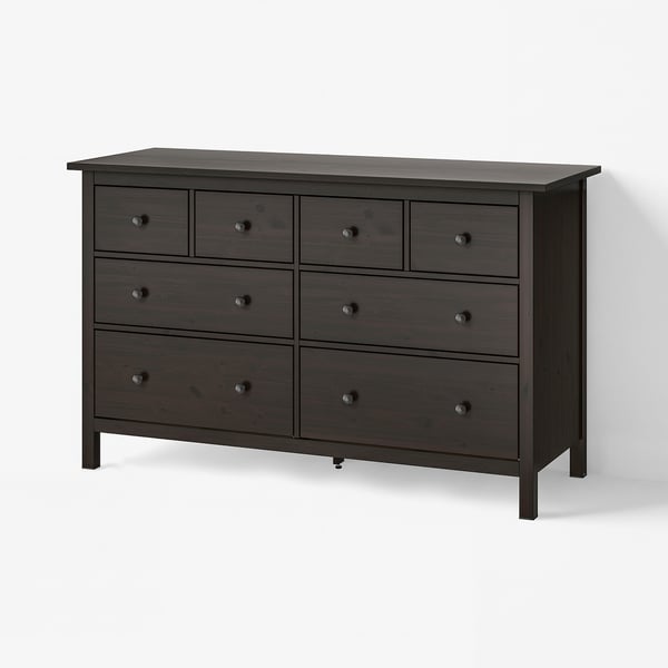 HEMNES Gavetero de 8 cajones, negro-marrón, 63x37 3/4 "