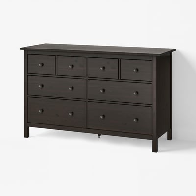 HEMNES Gavetero de 8 cajones, negro-marrón, 63x37 3/4 "