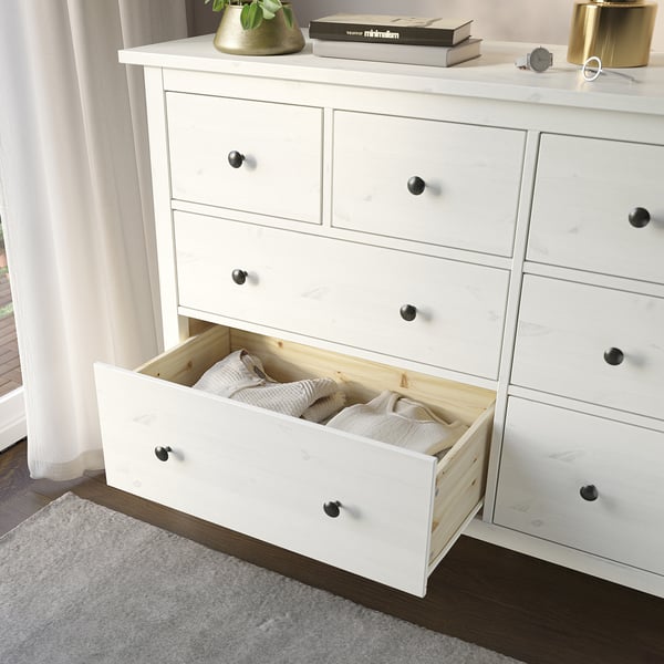 HEMNES Gavetero de 8 cajones, teñido en blanco, 63x37 3/4 "