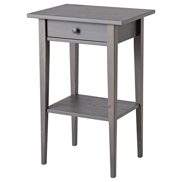 HEMNES Mesa de noche, gris oscuro teñido, 18 1/8x13 3/4 "