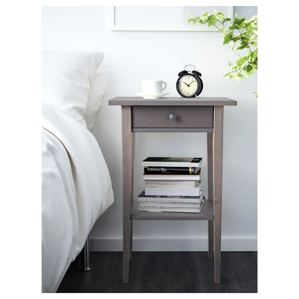 HEMNES Mesa de noche, gris oscuro teñido, 18 1/8x13 3/4 "