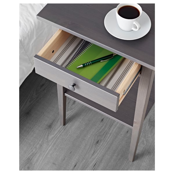 HEMNES Mesa de noche, gris oscuro teñido, 18 1/8x13 3/4 "