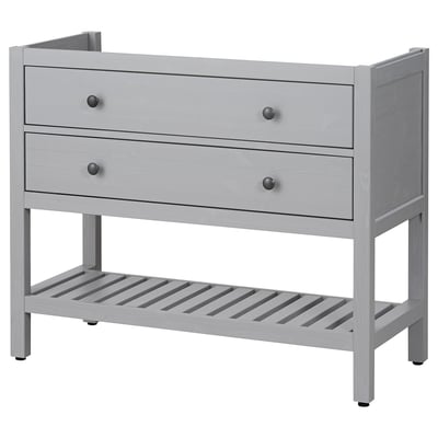 HEMNES Mueble para baño abierto+2 cajones, gris, 36 "