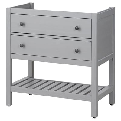 HEMNES Mueble para baño abierto+2 cajones, gris, 30 "