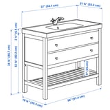 HEMNES / ORRSJÖN Tocador de baño abierto/lvmns/grifo, gris, 37x21 3/4x34 7/8 "