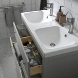 HEMNES / ORRSJÖN Tocador de baño+cajones, gris, 37x21 3/4x34 7/8 "