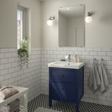 HEMNES / ORRSJÖN Tocador de baño+lavamanos+grifo, azul, 25x21 3/4x34 7/8 "