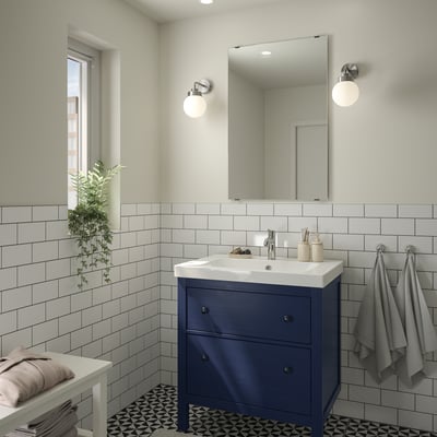 HEMNES / ORRSJÖN Tocador de baño+lavamanos+grifo, azul, 31x21 3/4x34 7/8 "