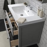 HEMNES / ORRSJÖN Tocador de baño+lavamanos+grifo, gris, 37x21 3/4x34 7/8 "