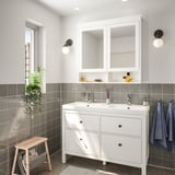 HEMNES / ORRSJÖN Tocador de baño+lavamanos+grifos, blanco, 49x21 3/4x34 7/8 "