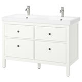 HEMNES / ORRSJÖN Tocador de baño+lavamanos+grifos, blanco, 49x21 3/4x34 7/8 "